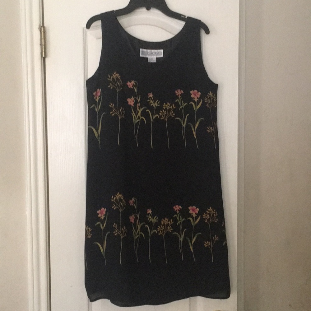 Sleeveless black floral dress